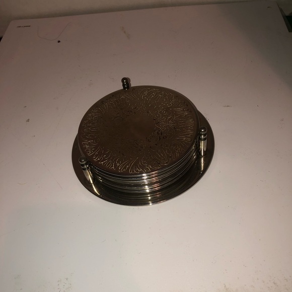 Elegant Silver Coaster Set - Picture 7 of 9